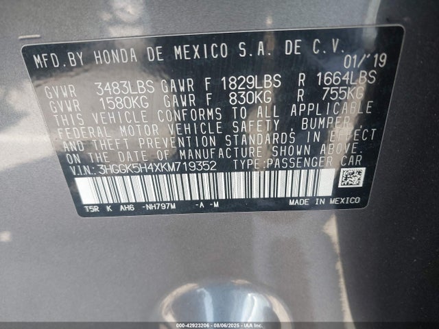3HGGK5H4XKM719352 Honda l15b1