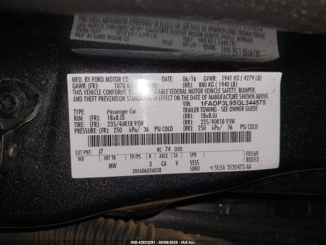 Ford 2016 2016 1FADP3L95GL344575 Image 9