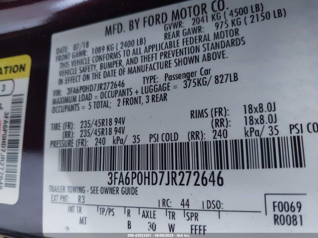 Ford 2018 2018 3FA6P0HD7JR272646 Image 9