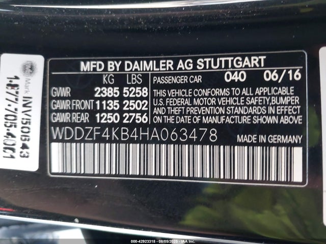 Mercedes-Benz m274 2017 WDDZF4KB4HA063478 Image 9