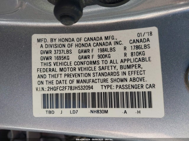 2HGFC2F78JH532094 Honda k20c2