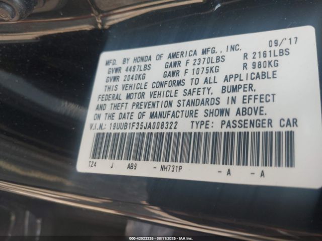 2018 ACURA TLX 19UUB1F35JA008322 Photo 8