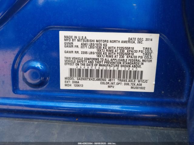 2015 MITSUBISHI OUTLANDER SPORT 4A4AR4AU6FE019045 Photo 8