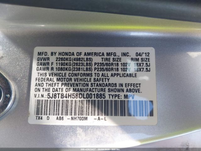 2013 ACURA RDX 5J8TB4H58DL001885 Photo 8