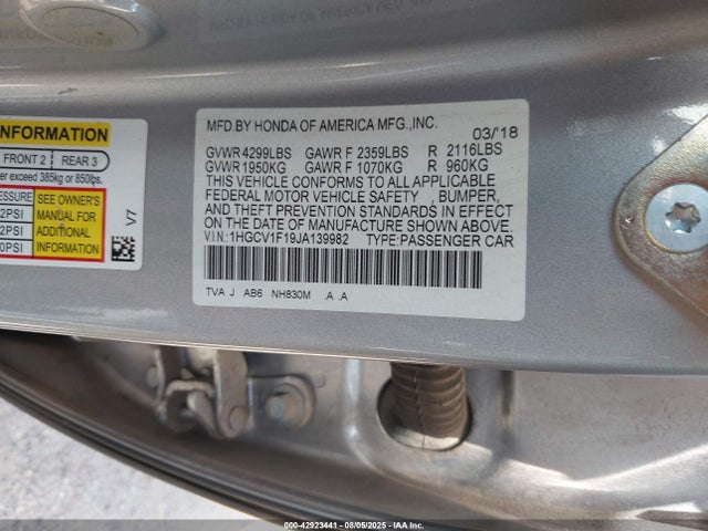 1HGCV1F19JA139982 Honda l15be