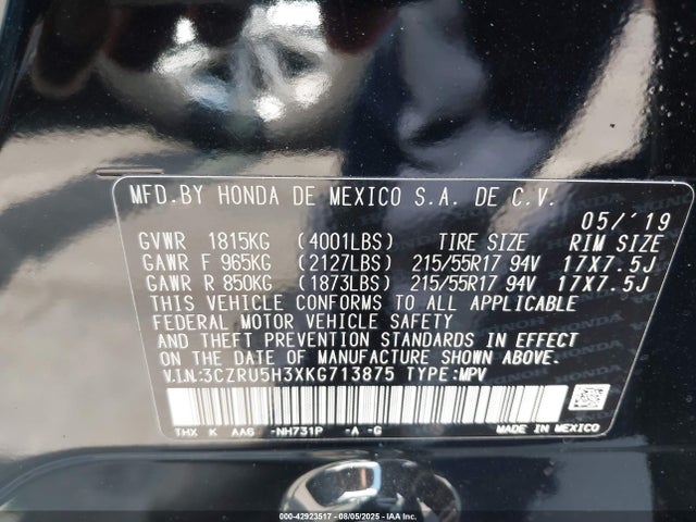 3CZRU5H3XKG713875 Honda r18z9
