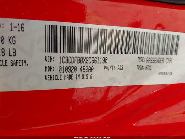 Dodge 2016 2016 1C3CDFBBXGD661190 Image 9