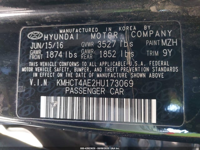 Hyundai Accent 2017 KMHCT4AE2HU173069 Image 9