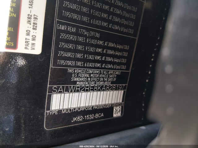 SALWR2RE8KA828197 Land Rover Range Rover Sport Supercharged Dynamic