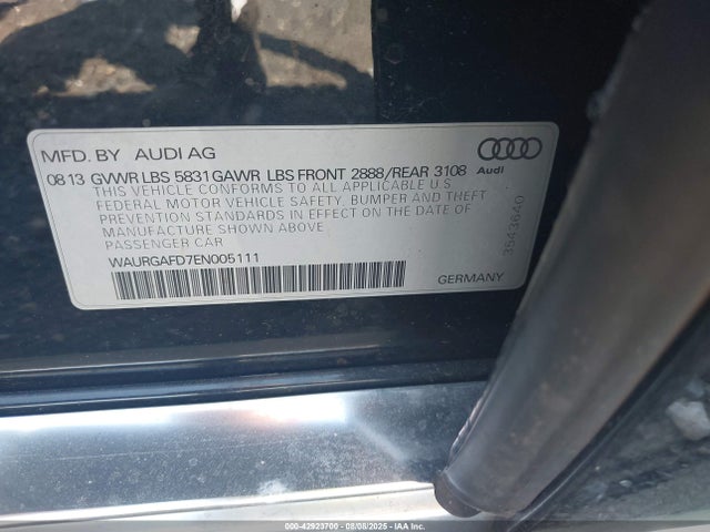 2014 AUDI A8 L WAURGAFD7EN005111 Photo 8