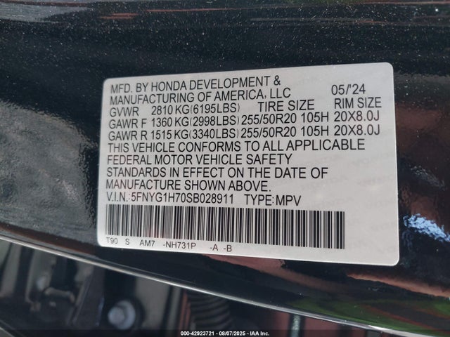 5FNYG1H70SB028911 Honda j35y8