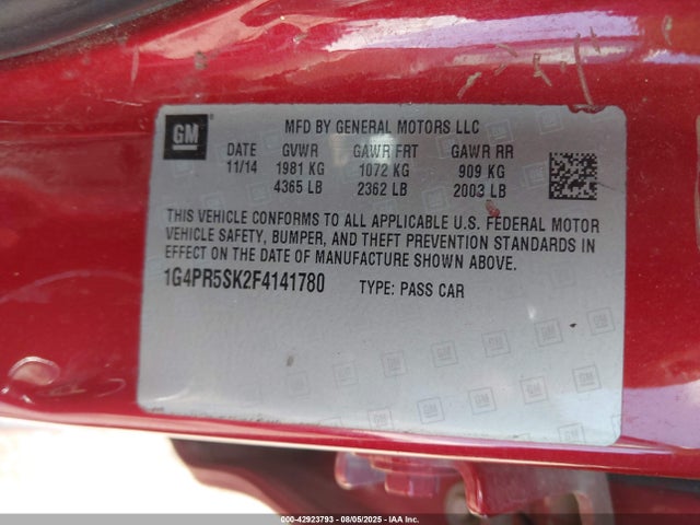 Buick lea 2015 1G4PR5SK2F4141780 Image 9