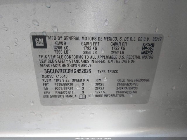 3GCUKREC6HG452626 Chevrolet l83 - sidi: spark ignited direct injection, vvt: variable valve timing, afm, e85 max, alum