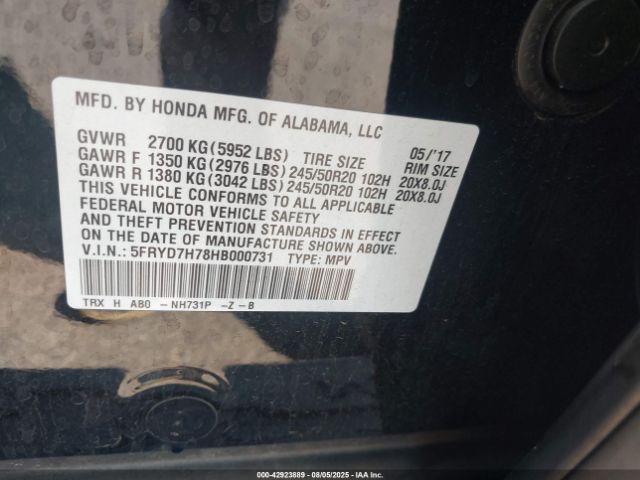 2017 ACURA MDX SPORT HYBRID 5FRYD7H78HB000731 Photo 8