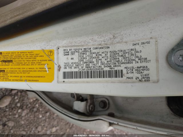 2002 LEXUS RX 300 JTJHF10U820284648 Photo 8