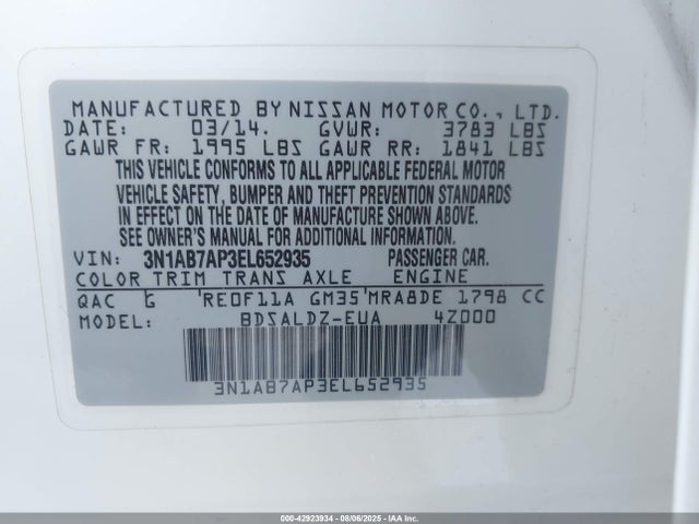 Nissan 2014 2014 3N1AB7AP3EL652935 Image 9