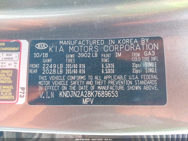 KIA g gdi 2019 KNDJN2A28K7689653 Image 9