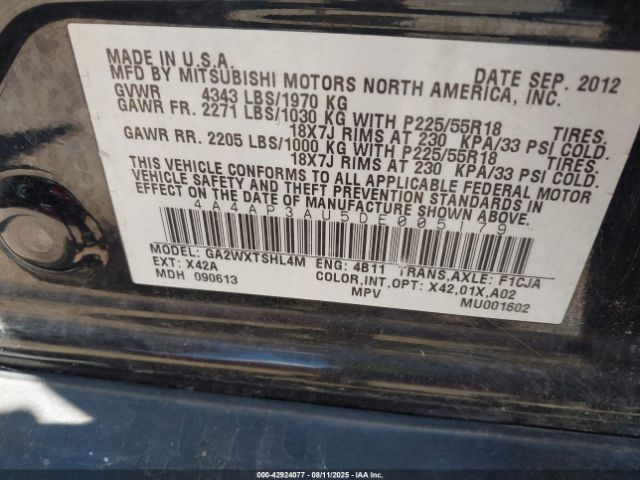 2013 MITSUBISHI OUTLANDER SPORT 4A4AP3AU5DE005179 Photo 8