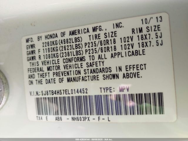 2014 ACURA RDX 5J8TB4H57EL014452 Photo 8