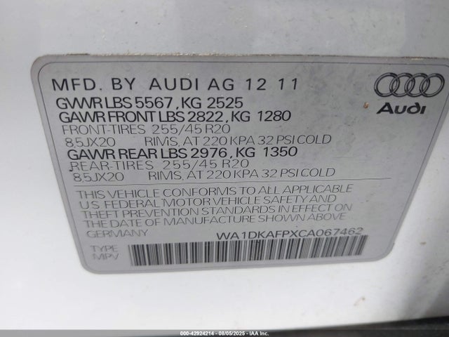 2012 AUDI Q5 WA1DKAFPXCA067462 Photo 8