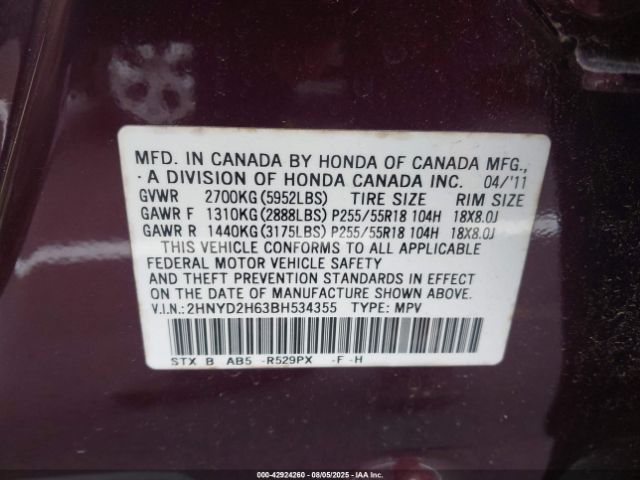 2011 ACURA MDX 2HNYD2H63BH534355 Photo 8