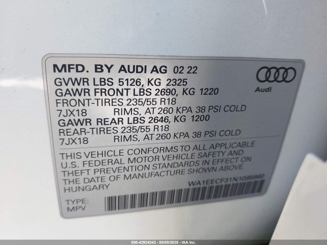 2022 AUDI Q3 WA1EECF31N1095660 Photo 8