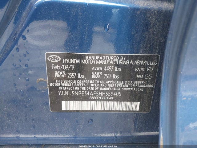 Hyundai 2017 2017 5NPE34AF5HH559405 Image 9