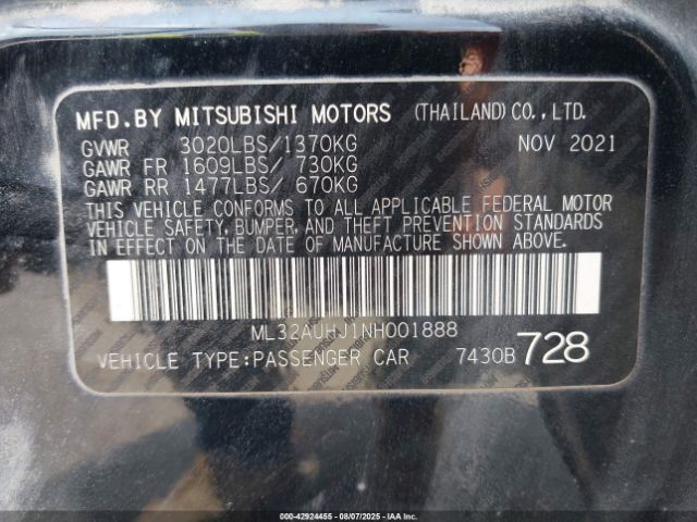 2022 MITSUBISHI MIRAGE ML32AUHJ1NH001888 Photo 8