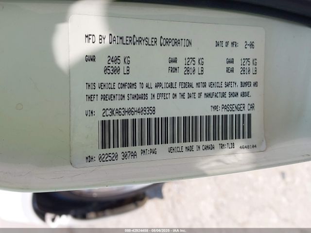 2006 CHRYSLER 300C 2C3KA63H06H409358 Photo 8