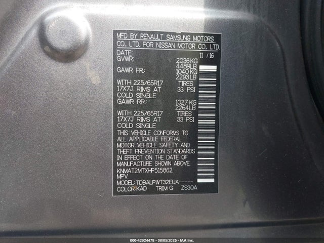 Nissan 2017 2017 KNMAT2MTXHP515862 Image 9