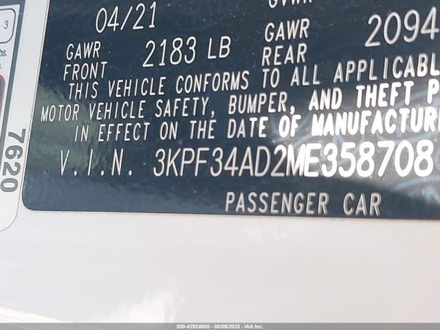 KIA mpi nu 2021 3KPF34AD2ME358708 Image 9