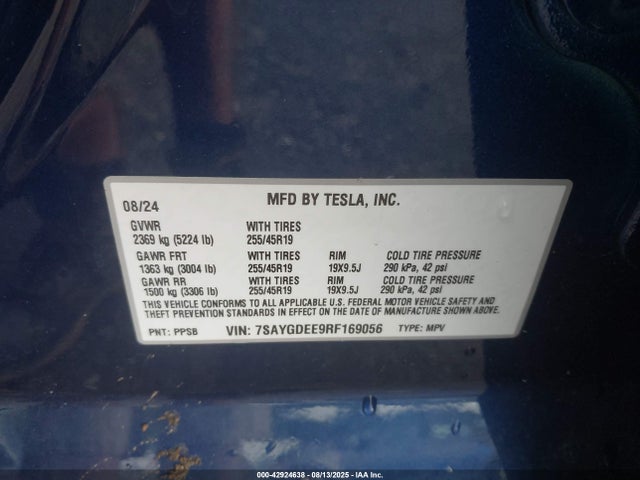 Aukcja sprzedaży 2024 Tesla Model Y Long Range Dual Motor All-wheel Drive, vin: 7SAYGDEE9RF169056, numer aukcji: 42924638