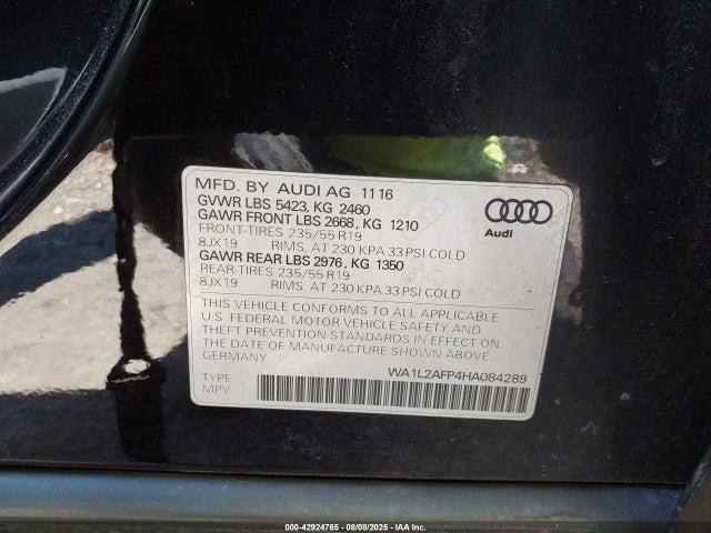 2017 AUDI Q5 WA1L2AFP4HA084289 Photo 8