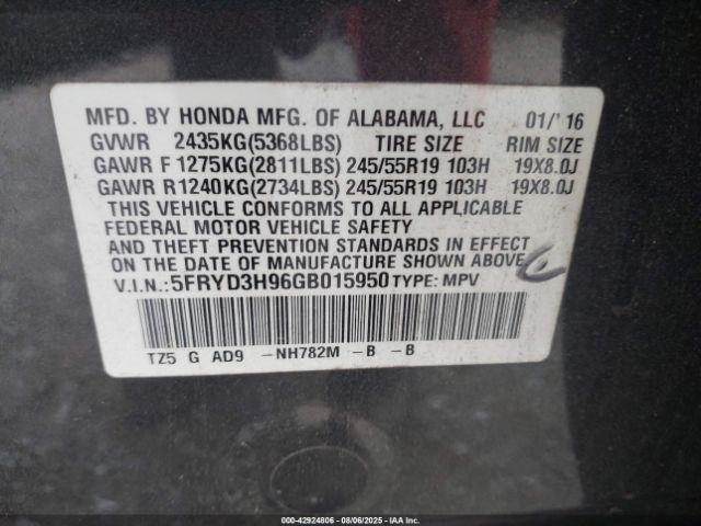 2016 ACURA MDX 5FRYD3H96GB015950 Photo 8