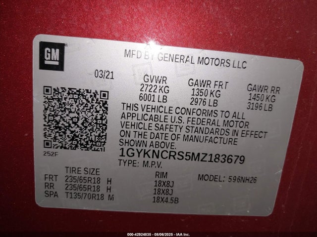 2021 CADILLAC XT5 1GYKNCRS5MZ183679 Photo 8