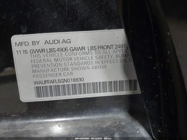 2016 AUDI A4 WAUFFAFL5GN018830 Photo 8
