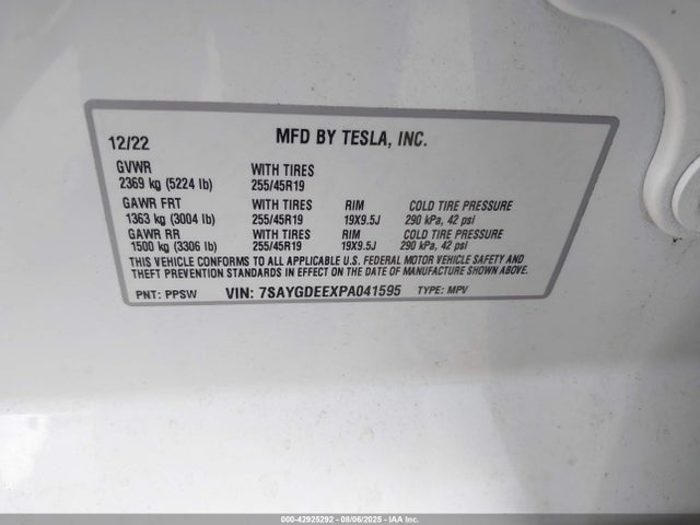2023 TESLA MODEL Y 7SAYGDEEXPA041595 Photo 8