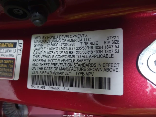 5J6RW2H82MA013371 Honda l15be