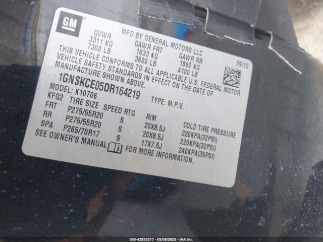 2013 CHEVROLET TAHOE 1GNSKCE05DR164219 Photo 8