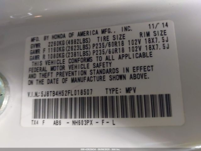 2015 ACURA RDX 5J8TB4H52FL018507 Photo 8