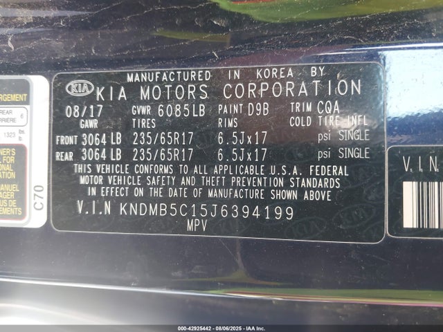 KNDMB5C15J6394199 KIA Sedona