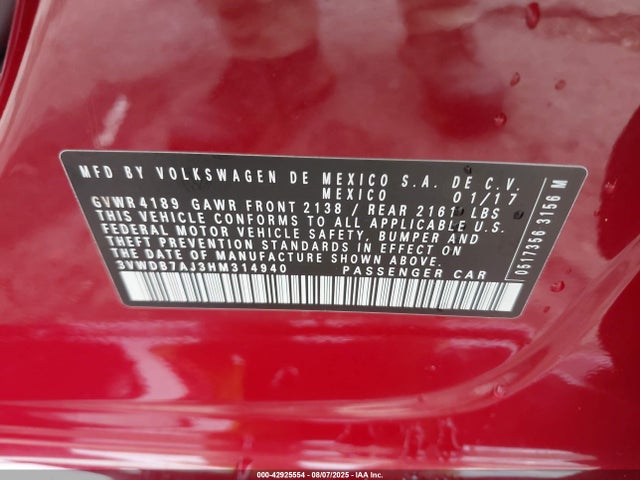 Volkswagen 1.4 tsi 2017 3VWDB7AJ3HM314940 Image 9