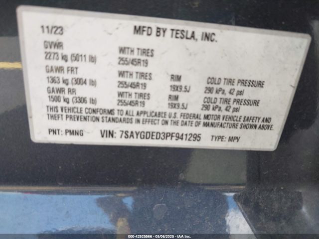 2023 TESLA MODEL Y 7SAYGDED3PF941295 Photo 8