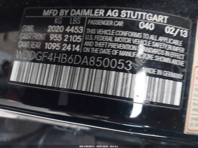 42925613 :رقم المزاد ، WDDGF4HB6DA850053 vin ، 2013 Mercedes-benz C 250 مزاد بيع