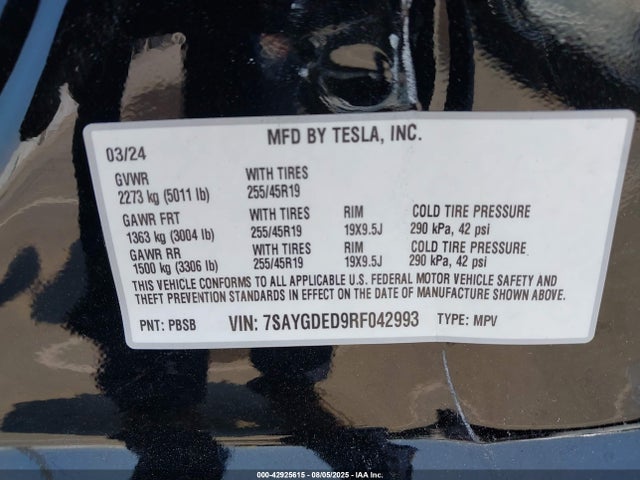2024 TESLA MODEL Y 7SAYGDED9RF042993 Photo 8
