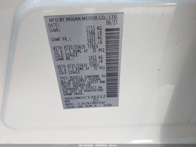 Infiniti QX60 2015 5N1AL0MN3FC536512 Image 9