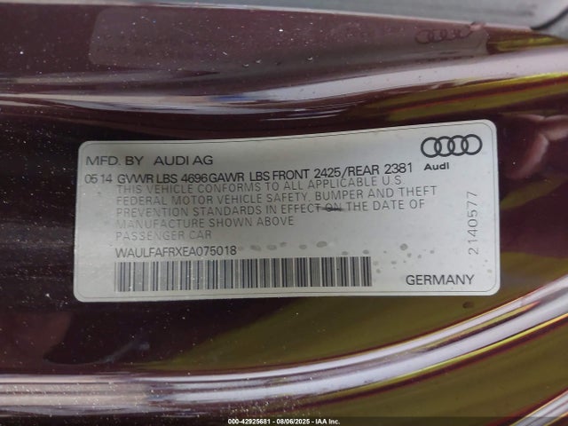 2014 AUDI A5 WAULFAFRXEA075018 Photo 8