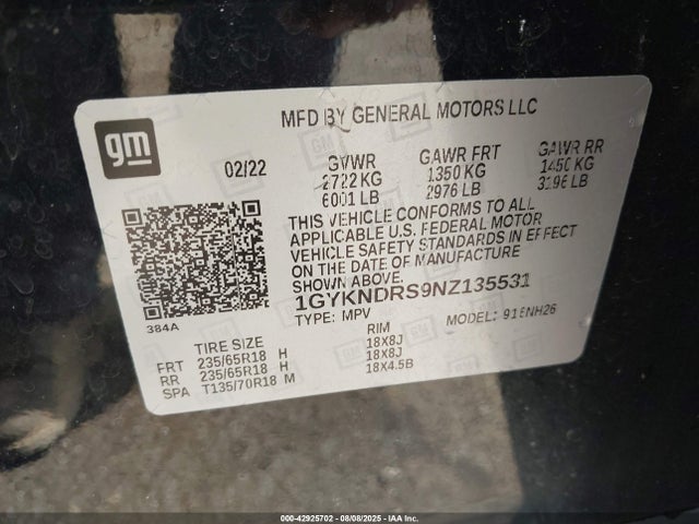 2022 CADILLAC XT5 1GYKNDRS9NZ135531 Photo 8