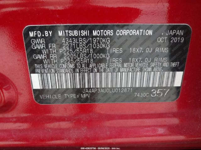 2020 MITSUBISHI OUTLANDER SPORT JA4AP3AU0LU012871 Photo 8