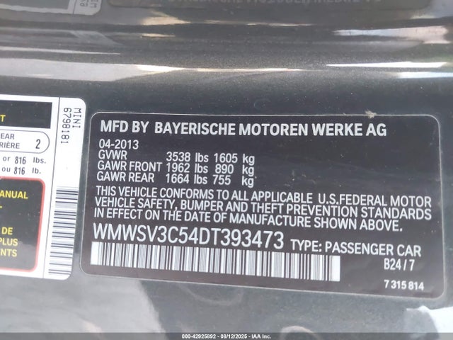 2013 MINI HARDTOP WMWSV3C54DT393473 Photo 8